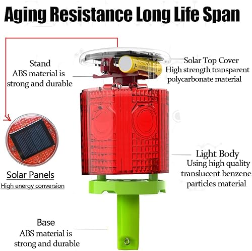Miniatura 2 de LEDHOLYT Luz de advertencia estroboscópica solar, luz estroboscópica de emergencia solar superbrillante de una sola columna, luz de advertencia
