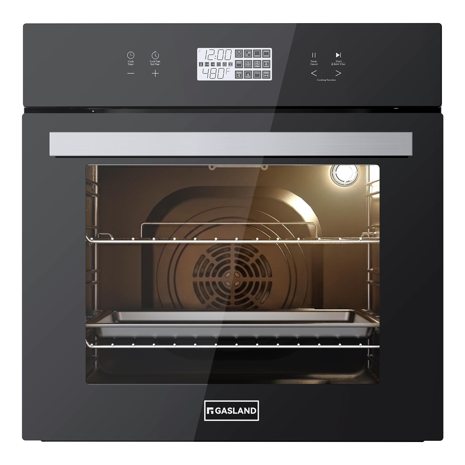 24 Inch Electric Wall Oven, ETL Certified, GASLAND 2.6 Cu.ft Built-in Single Wall Oven, 12 Cooking Functions, 3D Heating, Convection Oven with Rotisserie, Touch Control, Safety Lock, Black