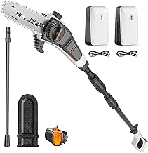 Litheli Pruner Battery U20-PS, Pruning Saw Telescopic Battery for Cutting and Pruning Branches (2 x 2.0 Ah, 8 m/s Chain Speed, 20 cm Blade Length, 140 ml Automatic Chain Lubrication, Accessories)
