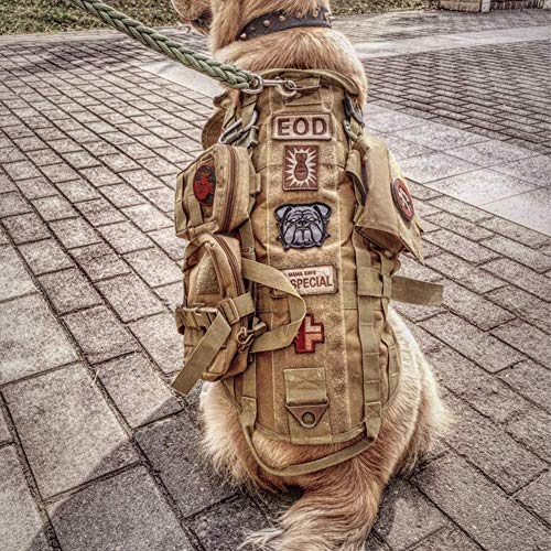Perro del arnés de táctico con 3 manijas y 3 clips de correo y 2 hebillas de metal, Ejército de Trabajo perro Molle chaleco, no jalar del entrenamiento del perro Arnés para perros medianos grandes,XL Cover