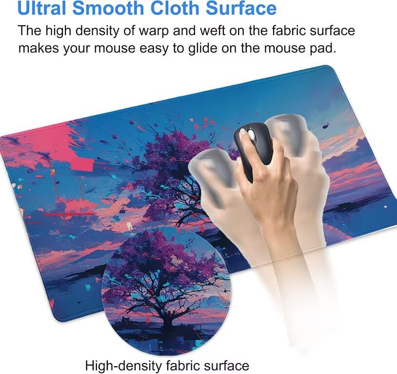 Mouse pad grand format pour PC portable avec motif arbre de design