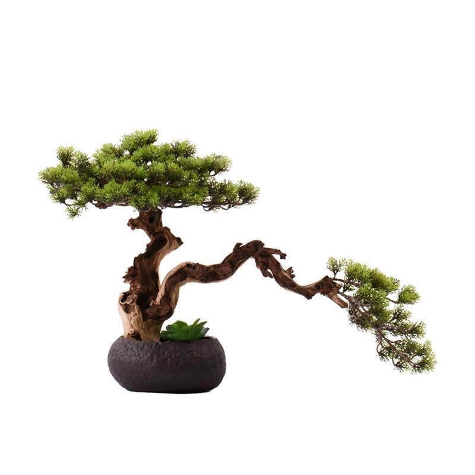 GLJTUO Artificial Trees Artificial Bonsai Pine Tree, Chinese Style Simulation Potted Plant Decorative Desk Display Simulated Pine