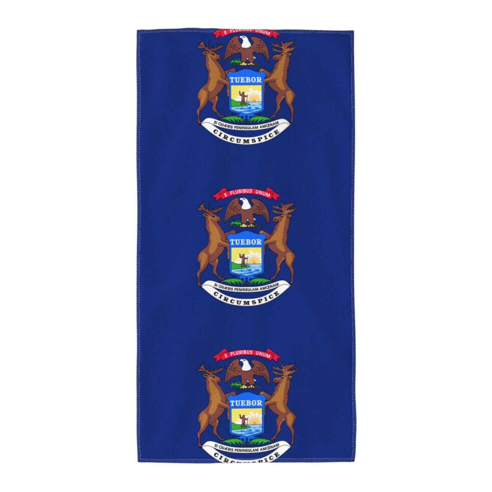 DIEzig Michigan State Flag Fashion Printed Long Bath Towel For Pool Side Seaside Holiday