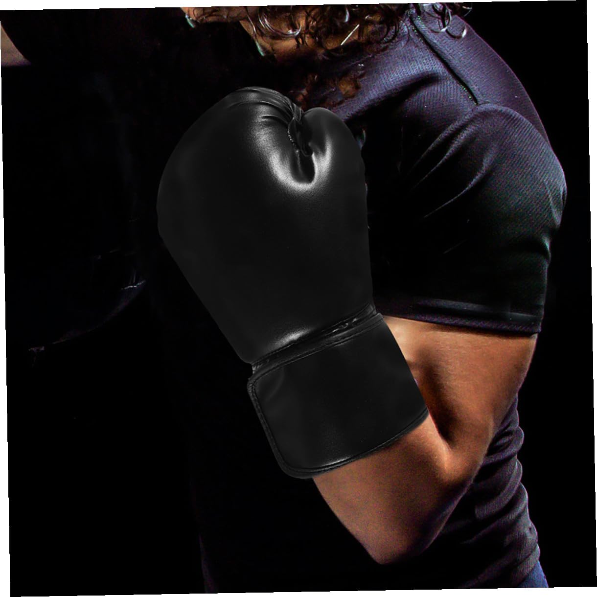 Guantoni da Boxe Training in Pu Nero 1 Paio per Kickboxing | Taekwondo e Muay Thai, Vestibilità Confortevole, Antiusura, Posizione Naturale della Mano