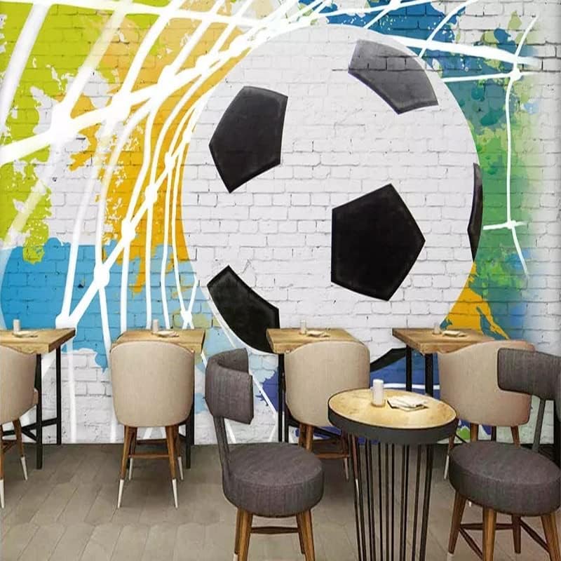 Miniatura 3 de Murales de pared de tamaño personalizado, fútbol de dibujos animados, murales de pared autoadhesivos extraíbles para despegar y pegar, papel tapiz