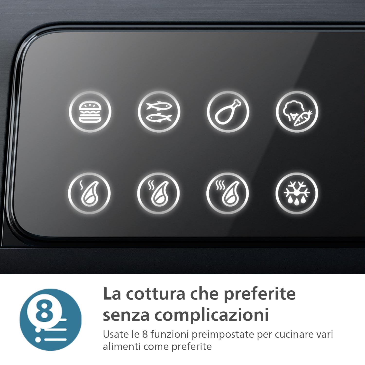 Philips Contact Grill - Sensore di Temperatura e 8 Funzioni Preimpostate grill con griglia ampia. Controllo Digitale della Temperatura. Facile da Pulire (HD6307/70)