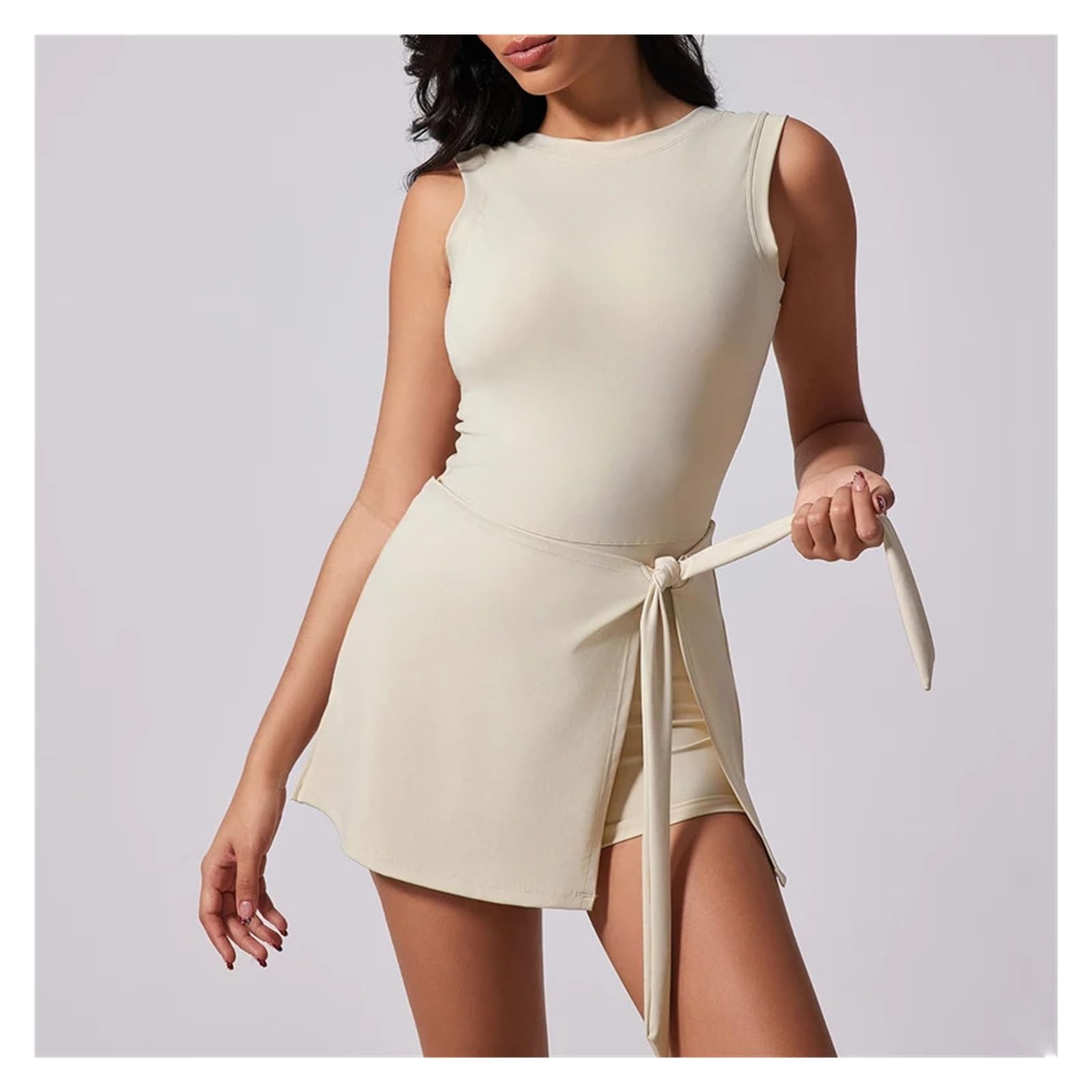 Vestito Da Tennis Da Donna Abito Da Tennis Da Donna Con Pantaloncini Incorporati Abito Sportivo Da Donna Senza Maniche Con Scollo A Barchetta, Abito Da Allenamento Attivo Per Sport, Tennis, Golf, Base