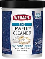 Weiman Jewelry Cleaner Liquid 6oz with Brush - Restores Shine to Gold, Platinum, Diamonds & Gemstones