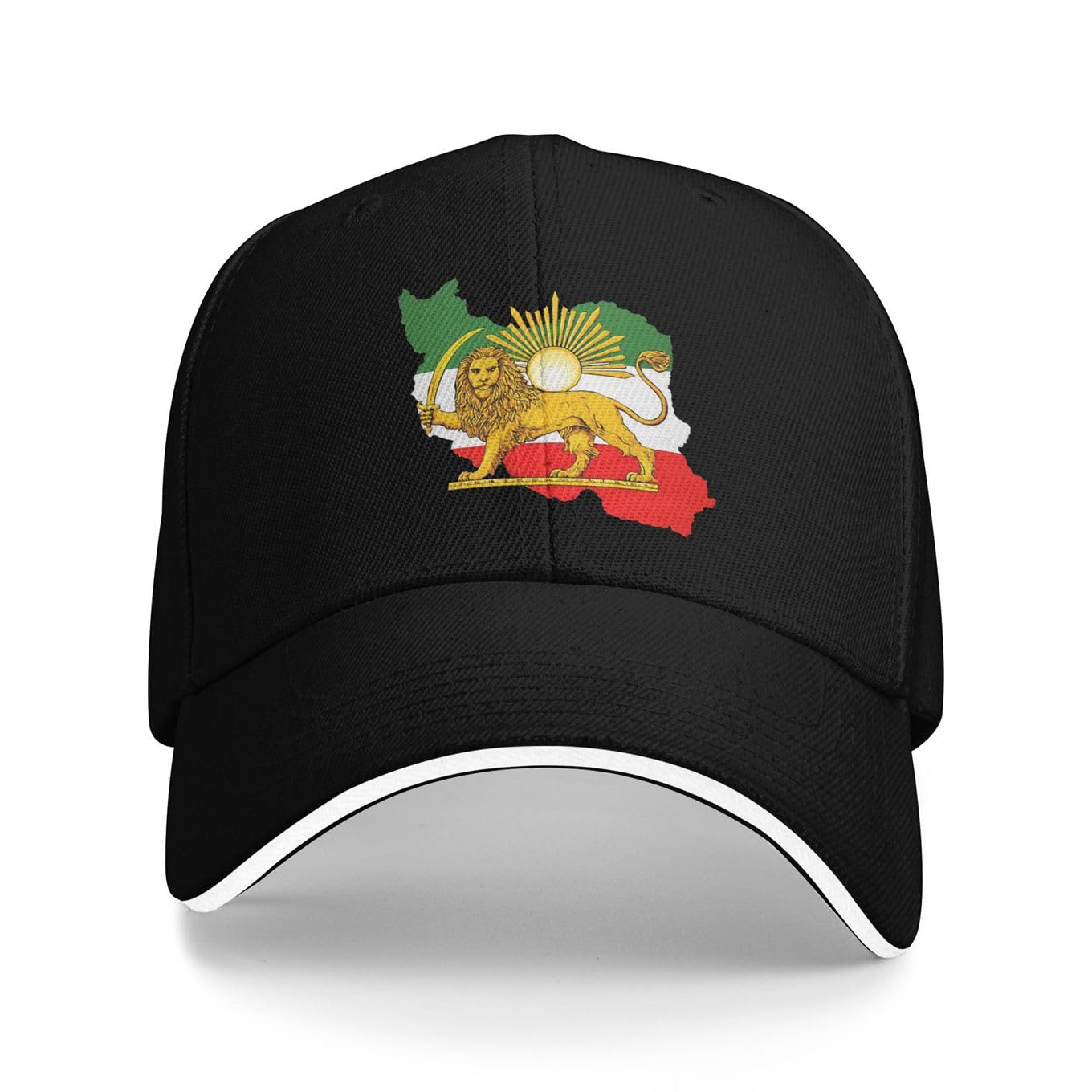 Kciutud Iran Flag Map with Lion and Sun Emblem Vintage Persian Heritage Casual Baseball Cap Outdoor Trucker Hat Summer Baseball Caps