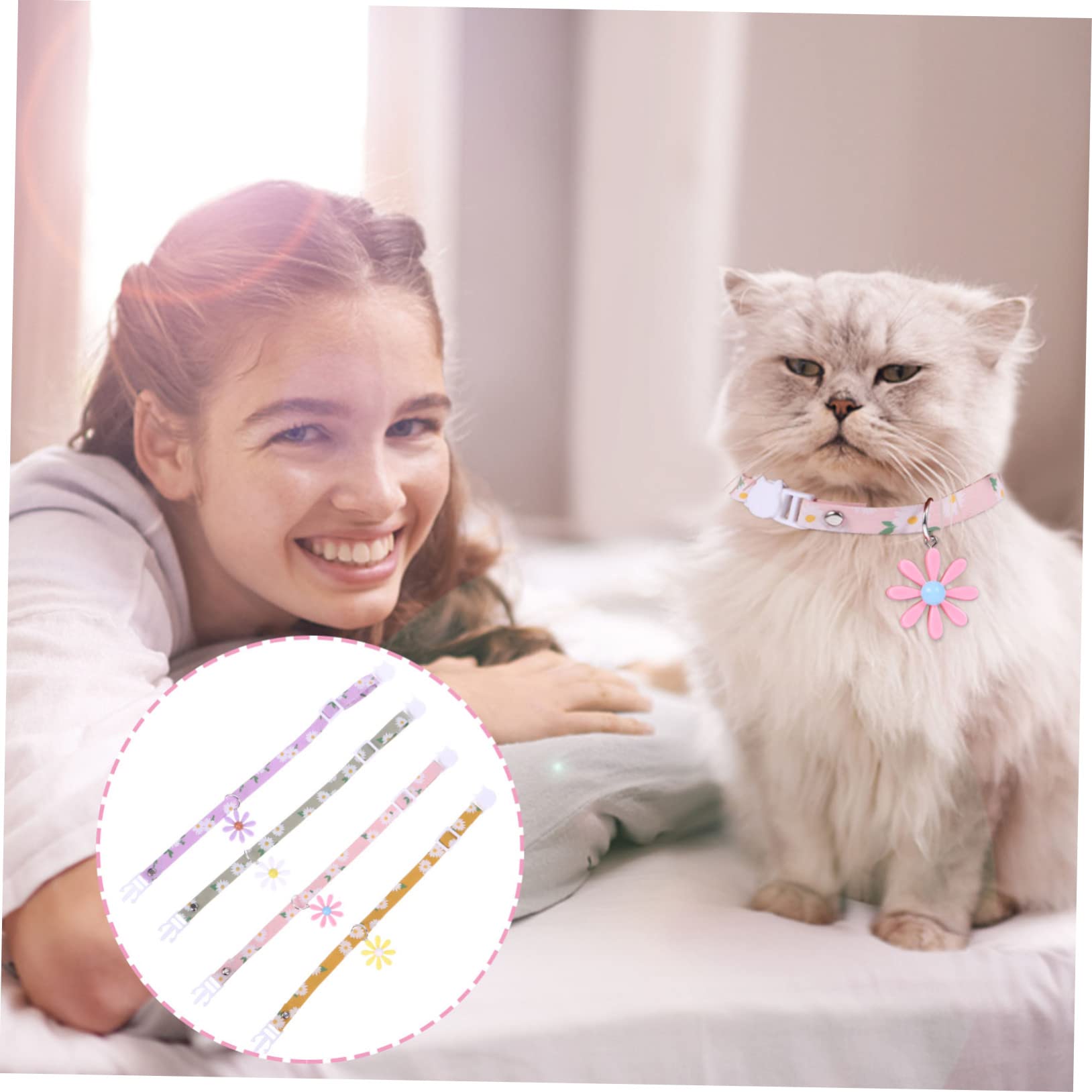 Didiseaon 12pezzi Collare Regolabile Per Gatti e Gattini Con Motivo Fiore Margherita Di Collari Sicuri Traspirante Per Occasioni Festive e Uso Quotidiano
