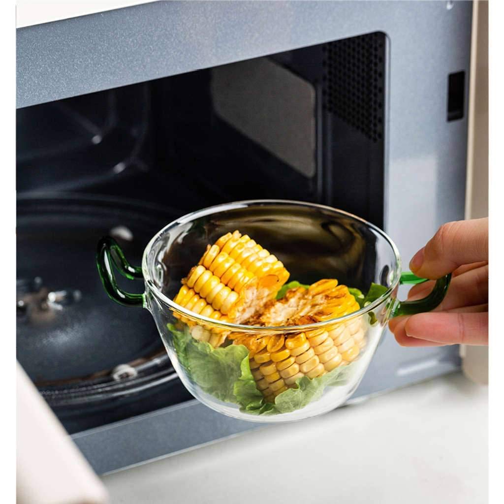 Cuenco de Sopa con 2 Asas 500 ml, Cuencos de Sopa Transparentes con Asas de Cristal, Apto para microondas, Apto para microondas, Cocina Moderna para Ensalada de Frutas, Desayuno, Helado, pos