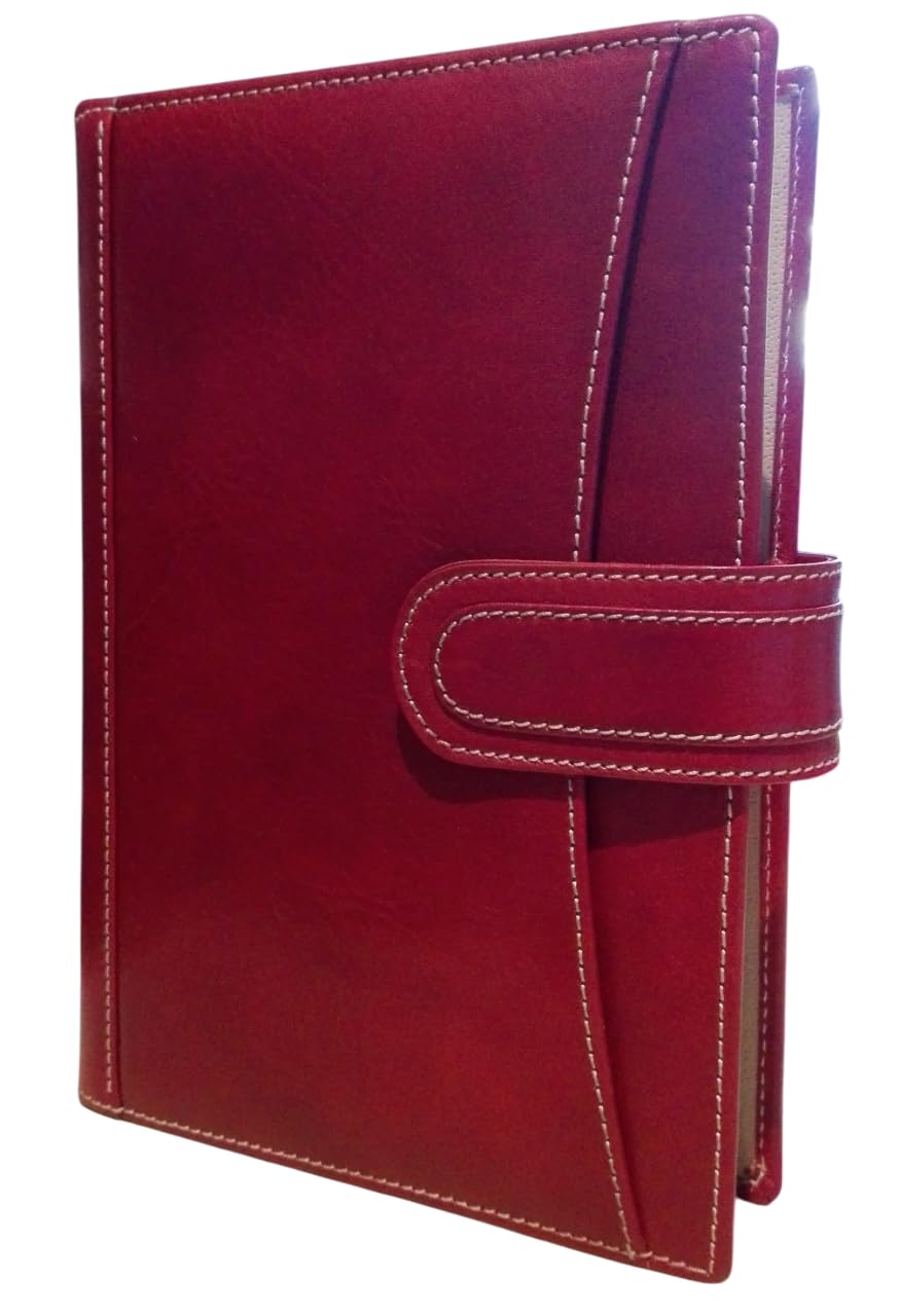 Agenda Intempo 2025-12 Mesi Giornaliera Bussines Class in Vera Pelle Rossa 15 x 21 cm per uso quotidiano, ufficio, viaggio - Interno intercambiabile