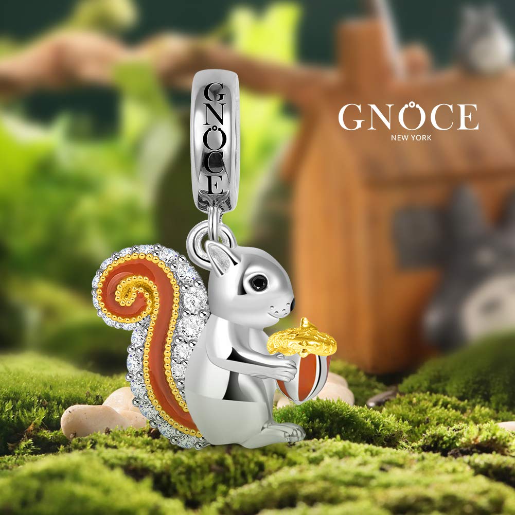 GNOCE Ciondolo con Ciondolo Scoiattolo Ciondolo Animale in Argento Sterling con Zirconi Cubici Adatto a Tutti i Gioielli Moda Braccialetto/Collana per Le Donne Ragazze