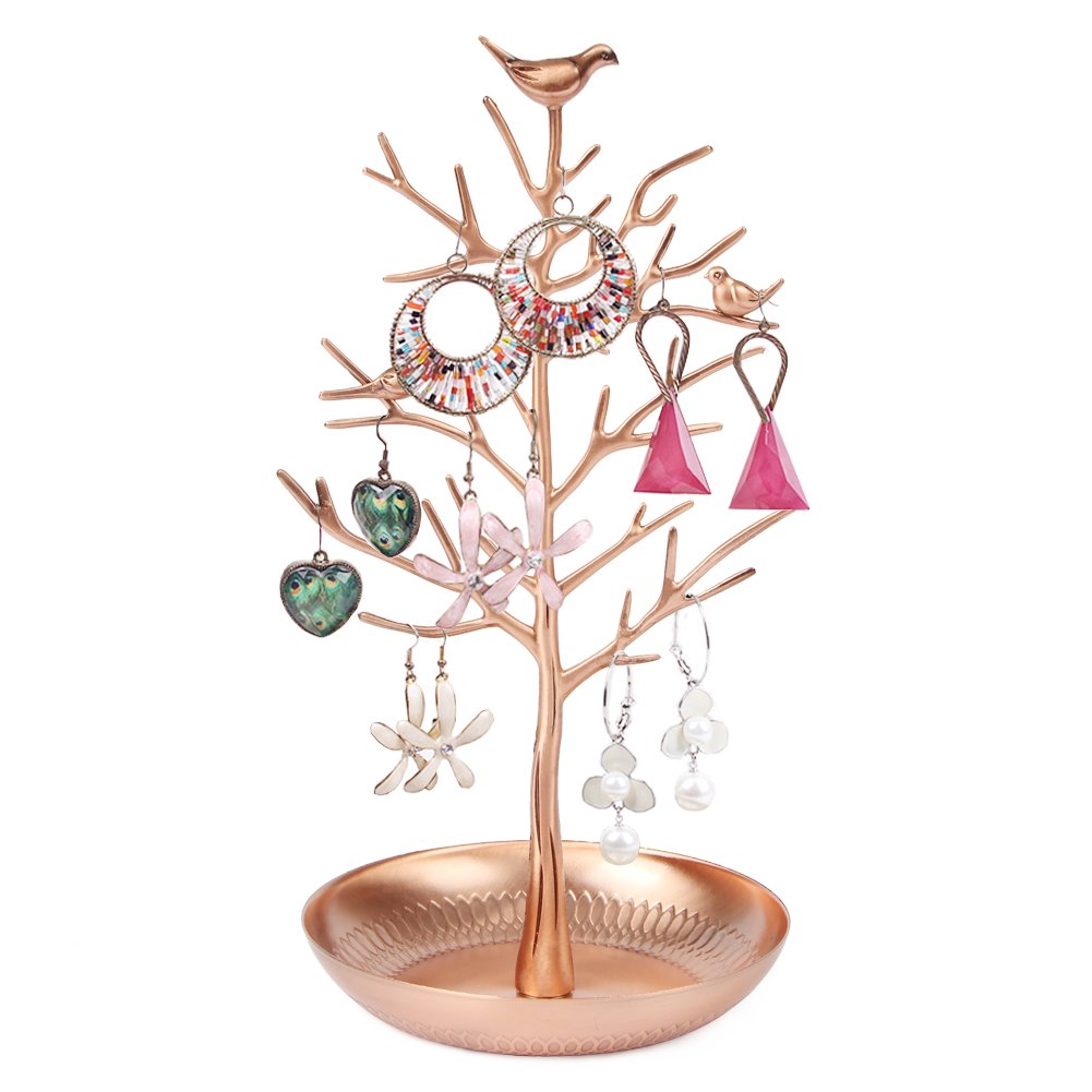 アクセサリースタンド アンティーク風 ツリー型 小鳥 (ブロンズ)2