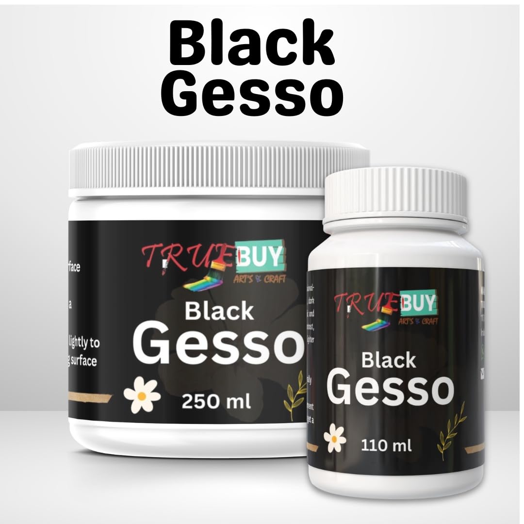 TrueBuy Black Gesso 110 ml | High-Coverage Primer for Artists | Suitable for Mixed Media, Canvas & Wooden Surfaces 4