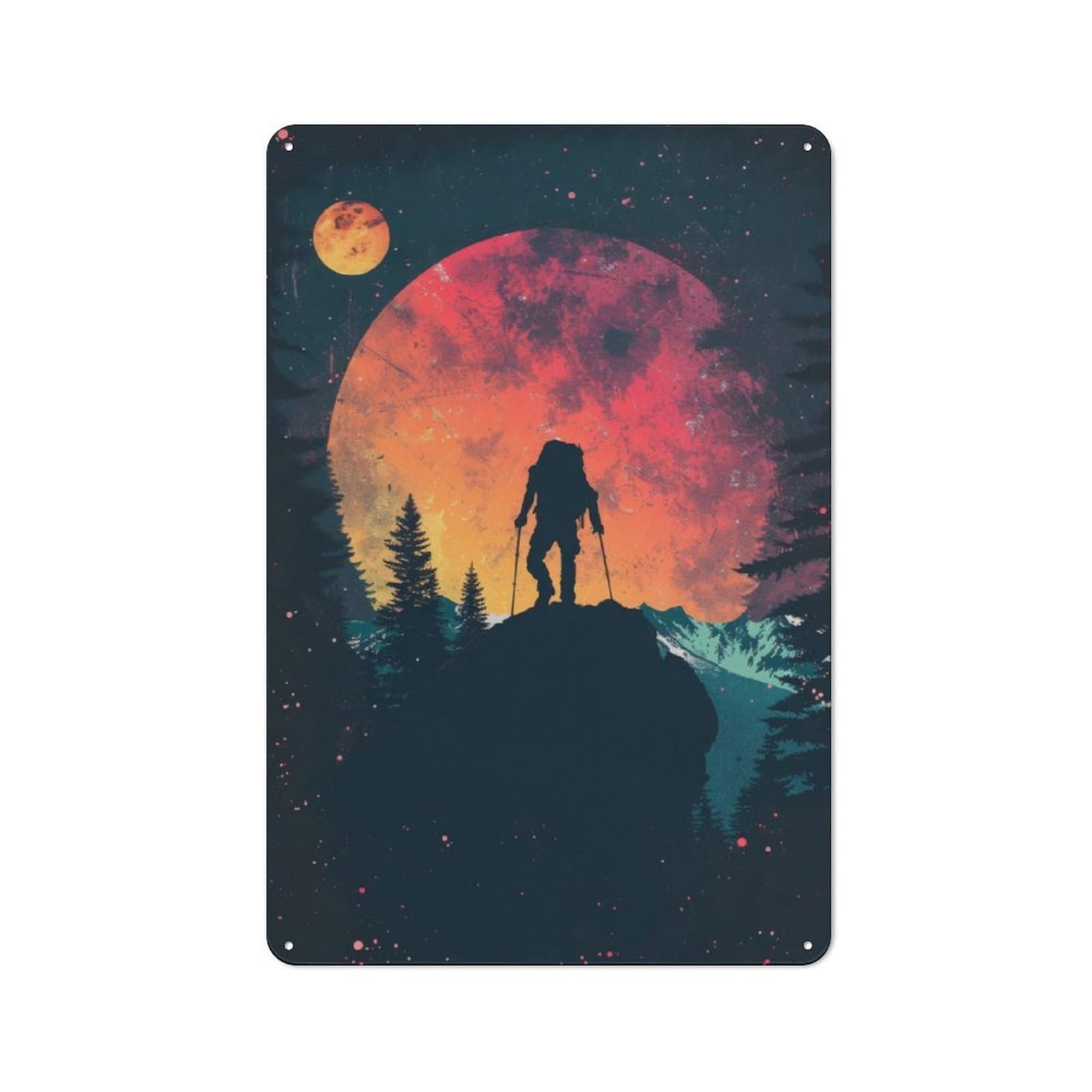 Junmoney Hiking Galaxy Silhouette 30X20cm Vintage Metal Plaque With For Garage Or Workshop, A Christmas Gift For People Styling Garage And Workshop