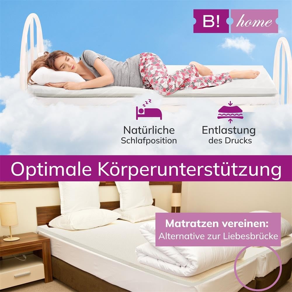 B!HOME Matratzentopper [120x200x4,Kaltschaum] für Matratze Matratzenauflage mit Eckgummi Topper Ideal für Boxspringbetten, Schlafsofas und Camping, Öko-Tex, Made in Germany