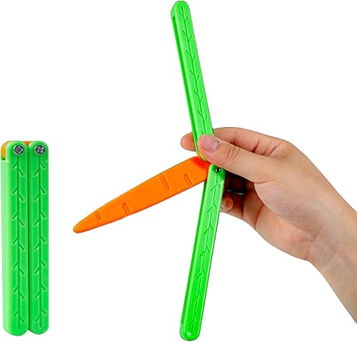 ZABEES Cuchillo de zanahoria cuchillo de mariposa juguete de descompresión Cuchillo de mariposa Prop de práctica (grande)