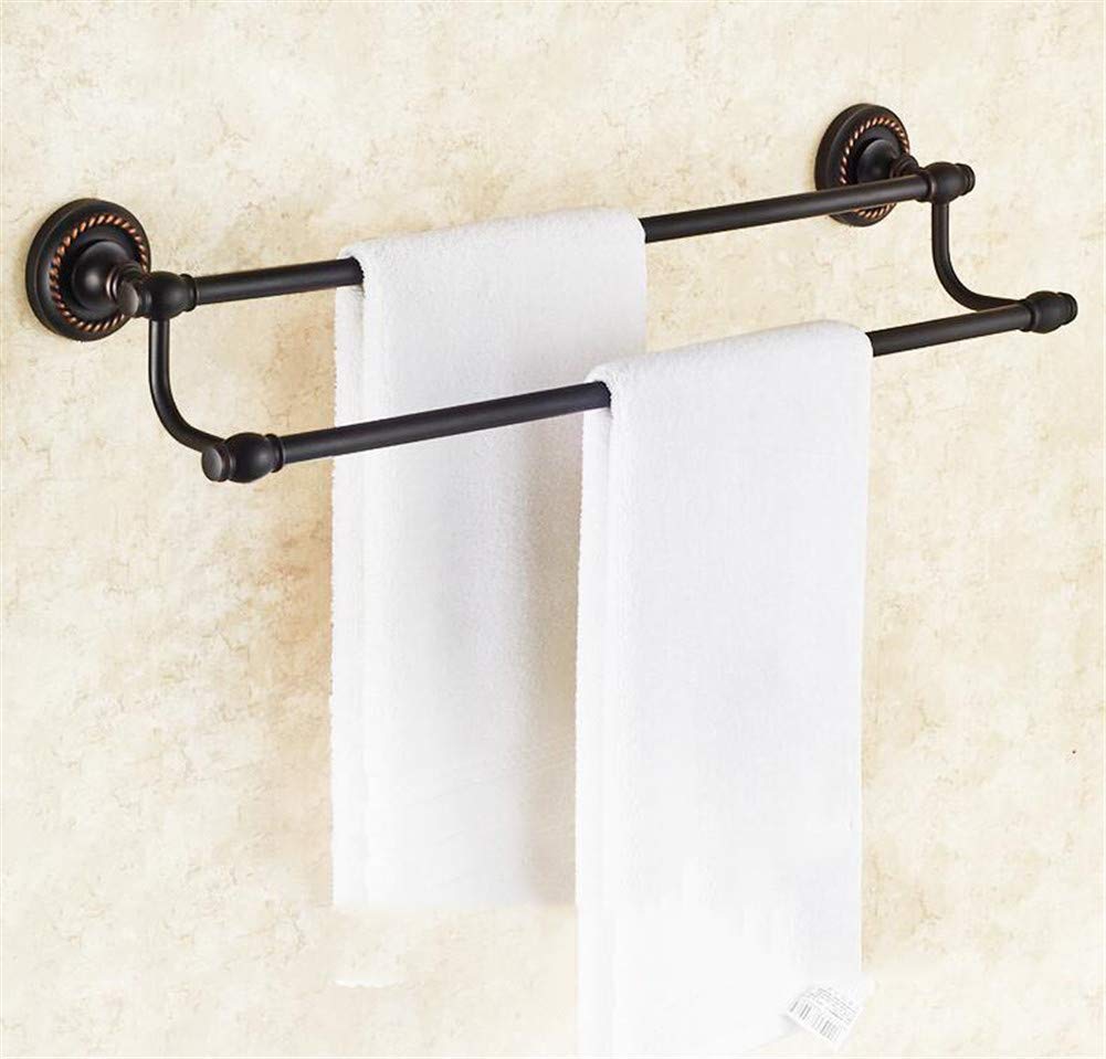 Barre de serviette noire en cuivre massif de 60 cm pour salle de bain chic