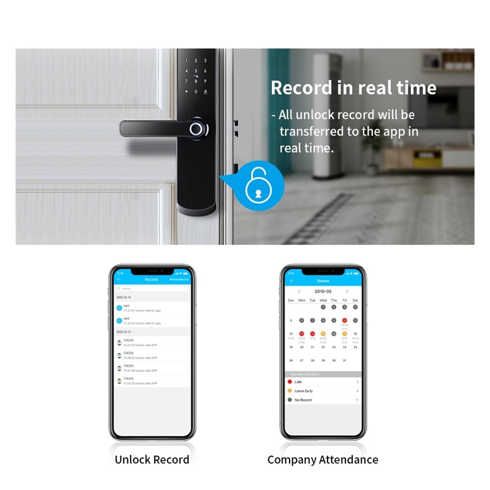 Blocco Bluetooth TT App Codice Carta Chiave Touch Screen Sicurezza Serratura Elettronica Digitale Visione(60)