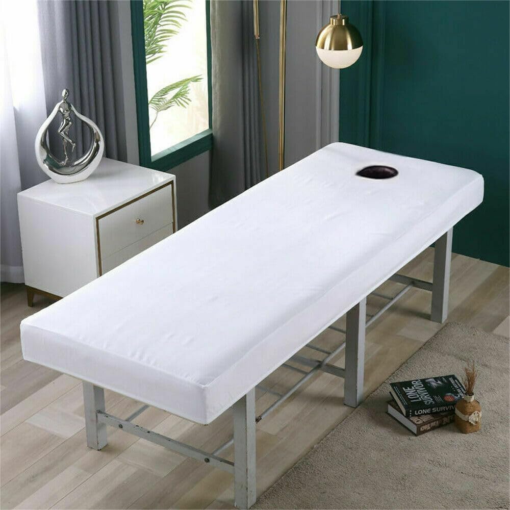 1pcs Massage Bed Cover,Massage-Table/Beauty Couch Cover For Massage Tables Treatment Protection,Waterproof,Oil Resistant for 70cm or Less Massage Bed (White)