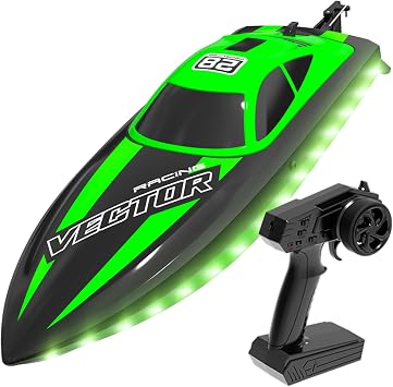 Remote Control Boats for Adult - Boat with LED Lights for Pool&Lakes,2.5GHz RC Racing Boats,Summer Water Toy