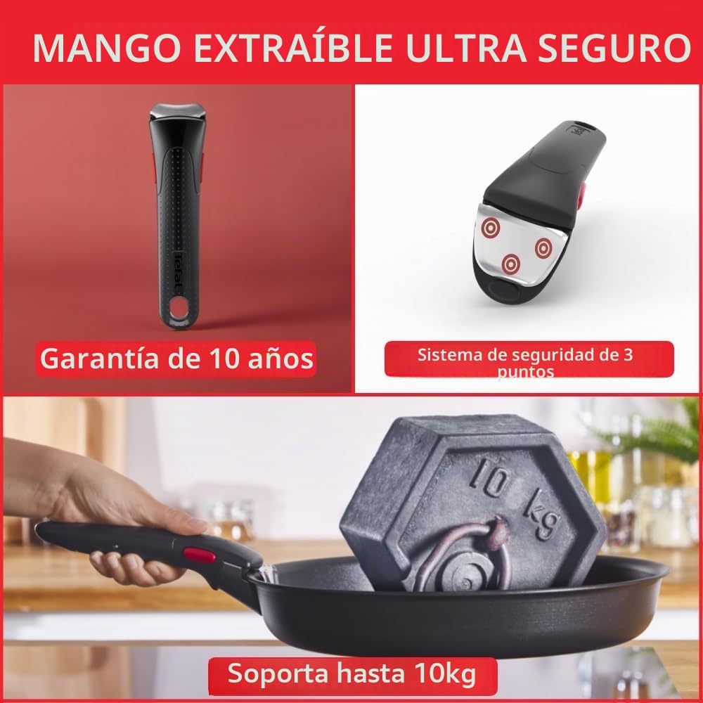 Tefal Ingenio Daily Chef ON - Juego de ollas y sartenes, 20 piezas, apilables, mango extraíble, ahorro de espacio, antiadherente, inducción, gris, L7619402