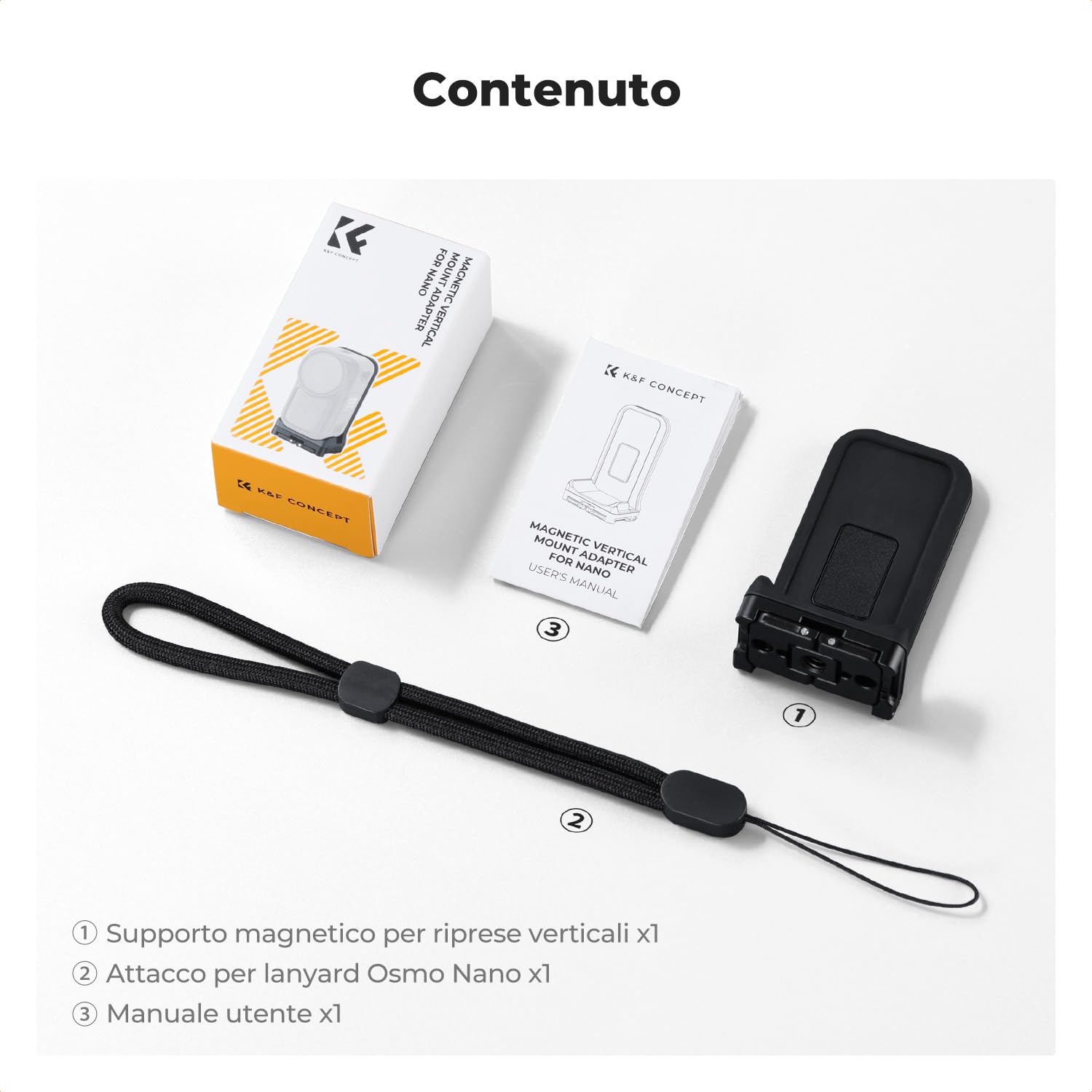 K&F CONCEPT Adattatore Magnetico per Riprese Verticali, Compatibile con DJI Osmo Nano/Xtra Atto, Base di Montaggio con Magnete Forte e Doppio Artiglio Pieghevole, Interfaccia a Vite da 6,35 mm