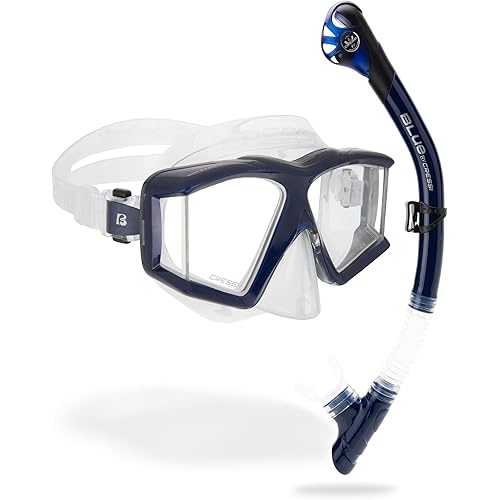 Cressi Panoramic Diving Mask and Snorkel Kit - Wide View - Top Dry System Snorkel - Horizon & Scilla - Designed in Italy