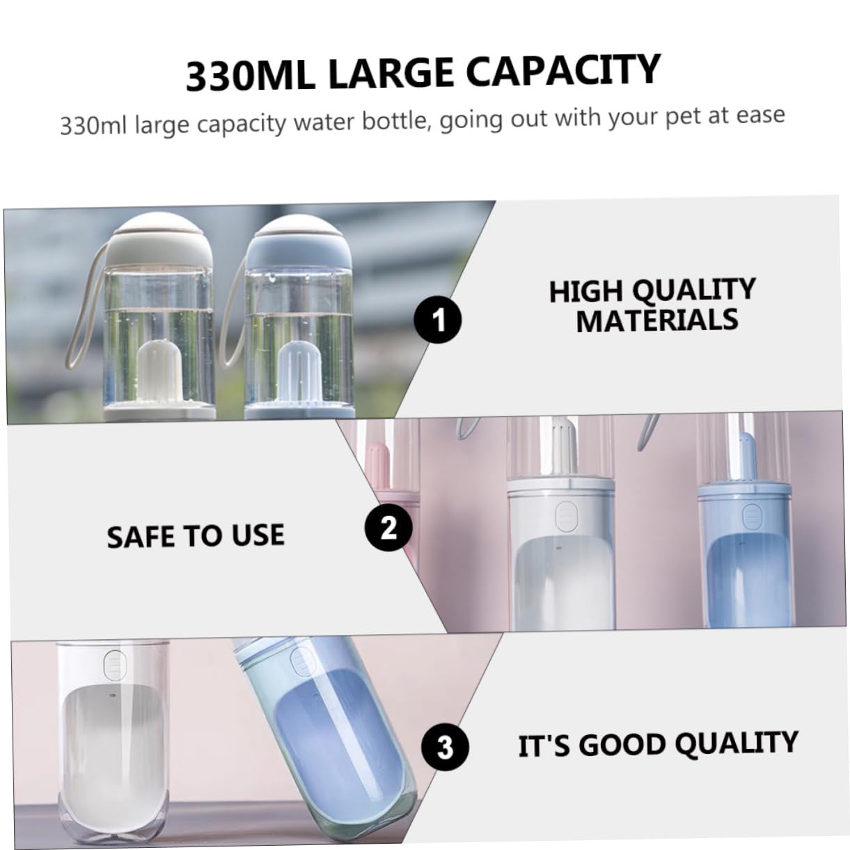 Kisangel Botella De Agua para Mascotas Portátil Bebedero para Perros y Gatos Diseño Transparente Fácil De Limpiar para Viajes y Actividades Al Aire