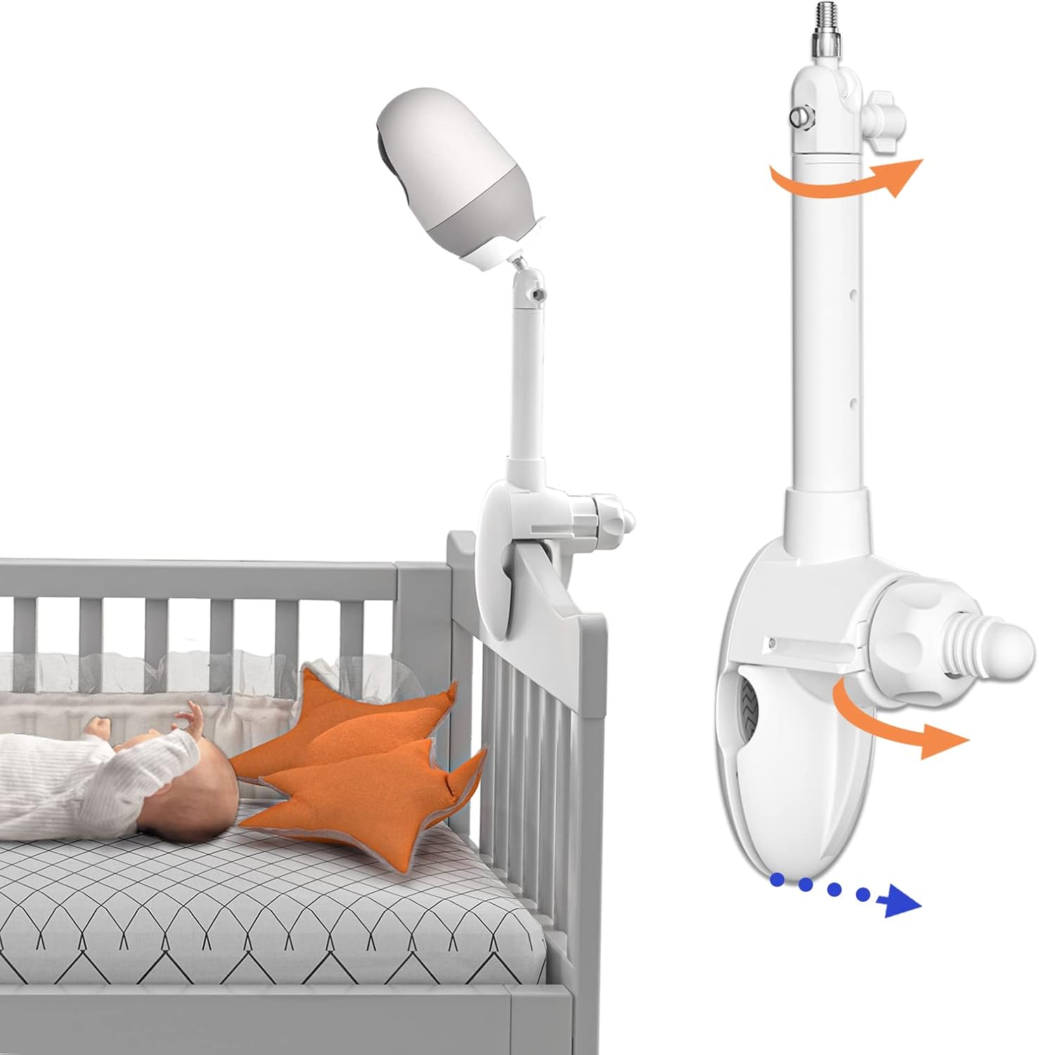 Baby Monitor Mount for Nooie Baby Monitor - 360° Adjustable, Stable and Durable Baby Camera Holer, Especially for Baby Cot
