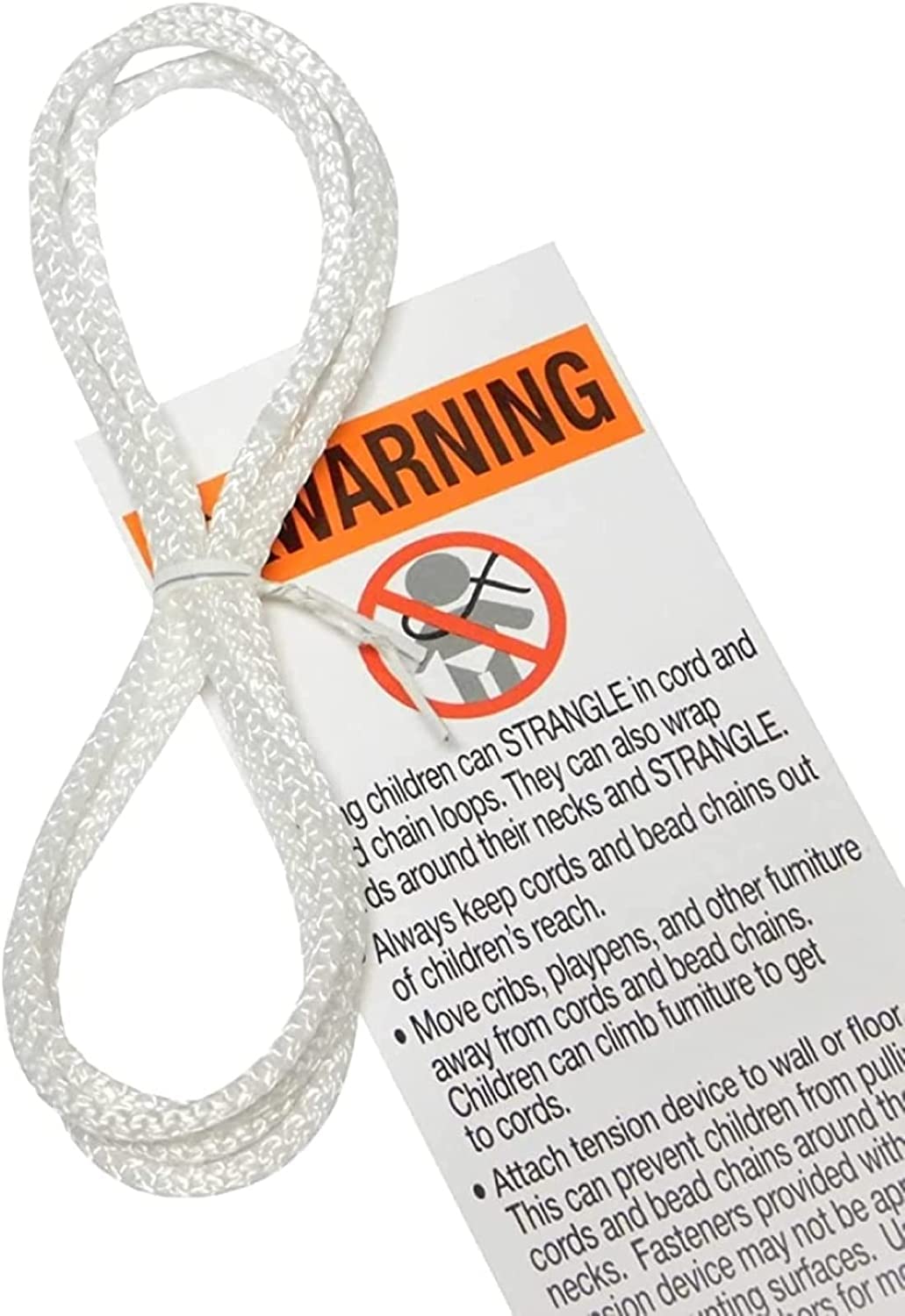 5 ft. White Continuous Loop Cord 3.2mm Window Blind Looped String, Hunter Douglas, Bali, Graber, Kirsch, and many more