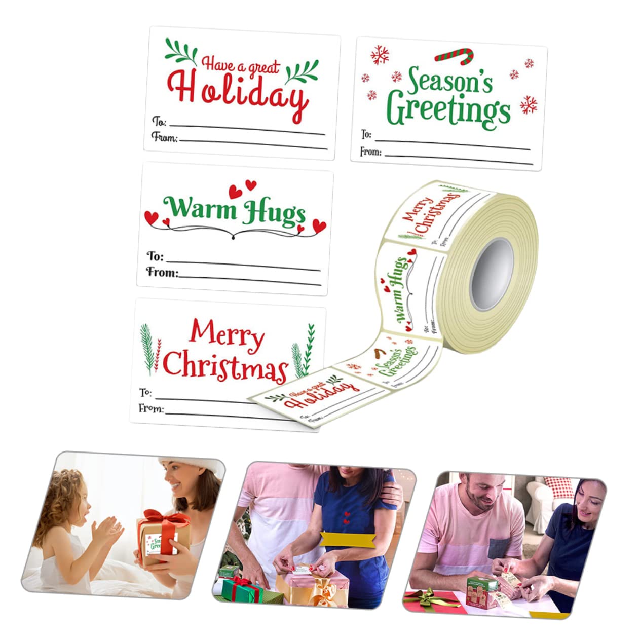 NUOBESTY 3 Rollen Selbstklebende Geschenkanhänger Namensschilder Für Weihnachten Aufkleber-etiketten Frohe Weihnachten-aufkleber Weihnachtsaufkleber Für Karten Urlaub Fenster Haftet Papier