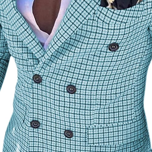 Men's Retro Tweed Houndstooth Suit Casual Solid Patch Plaid Blazer Notched Lapel Slim Sport Coats3