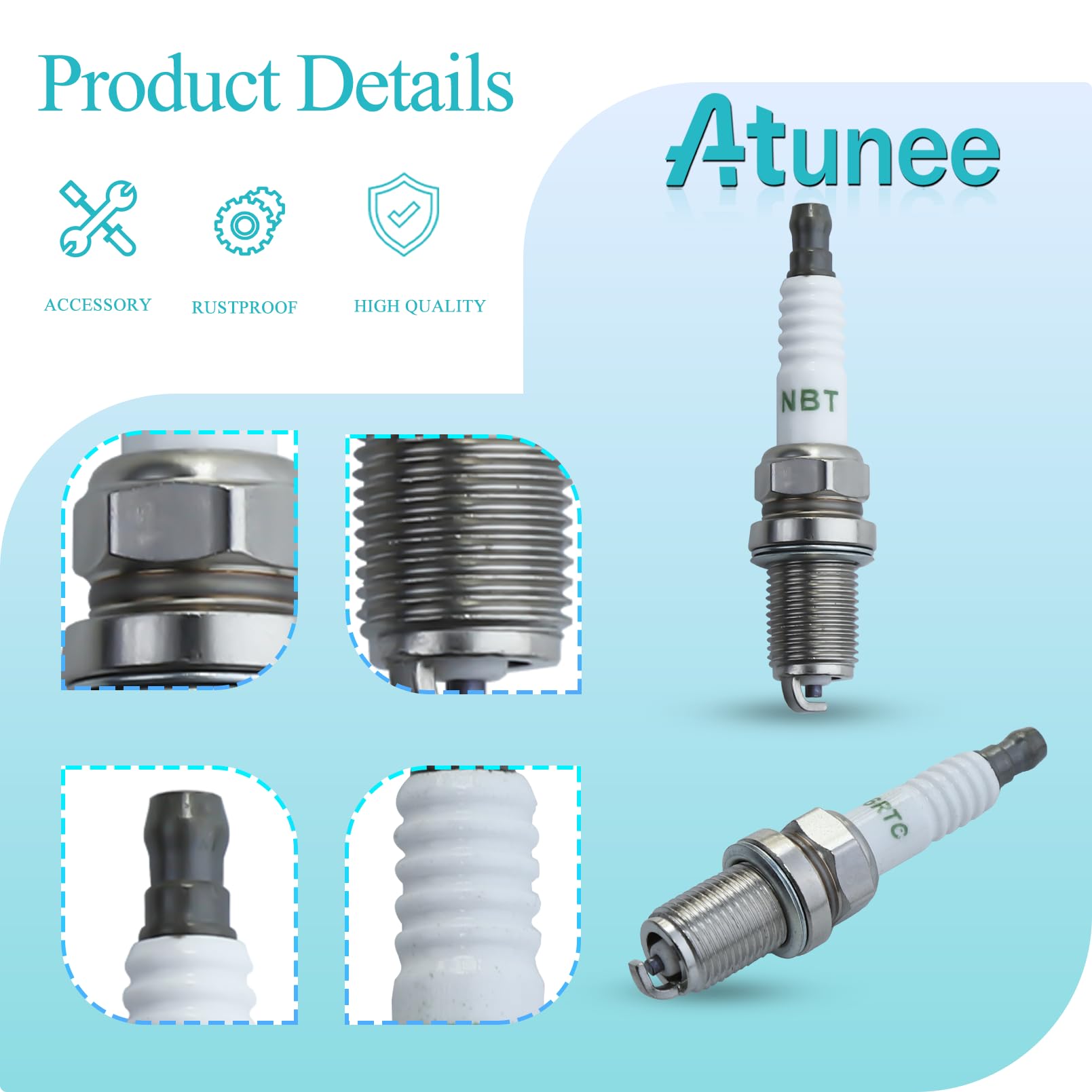 Lot De 2 F7RTC Bougie D'allumage Borne Solide Remplacer, Bougies D'allumage De Voiture Compatibles Avec NGK BPR6ES Bosch WR6DC WR7DC Denso W20EPR-U MTD Champion RN9YC RN10YC OEM Pour Voitures Motos