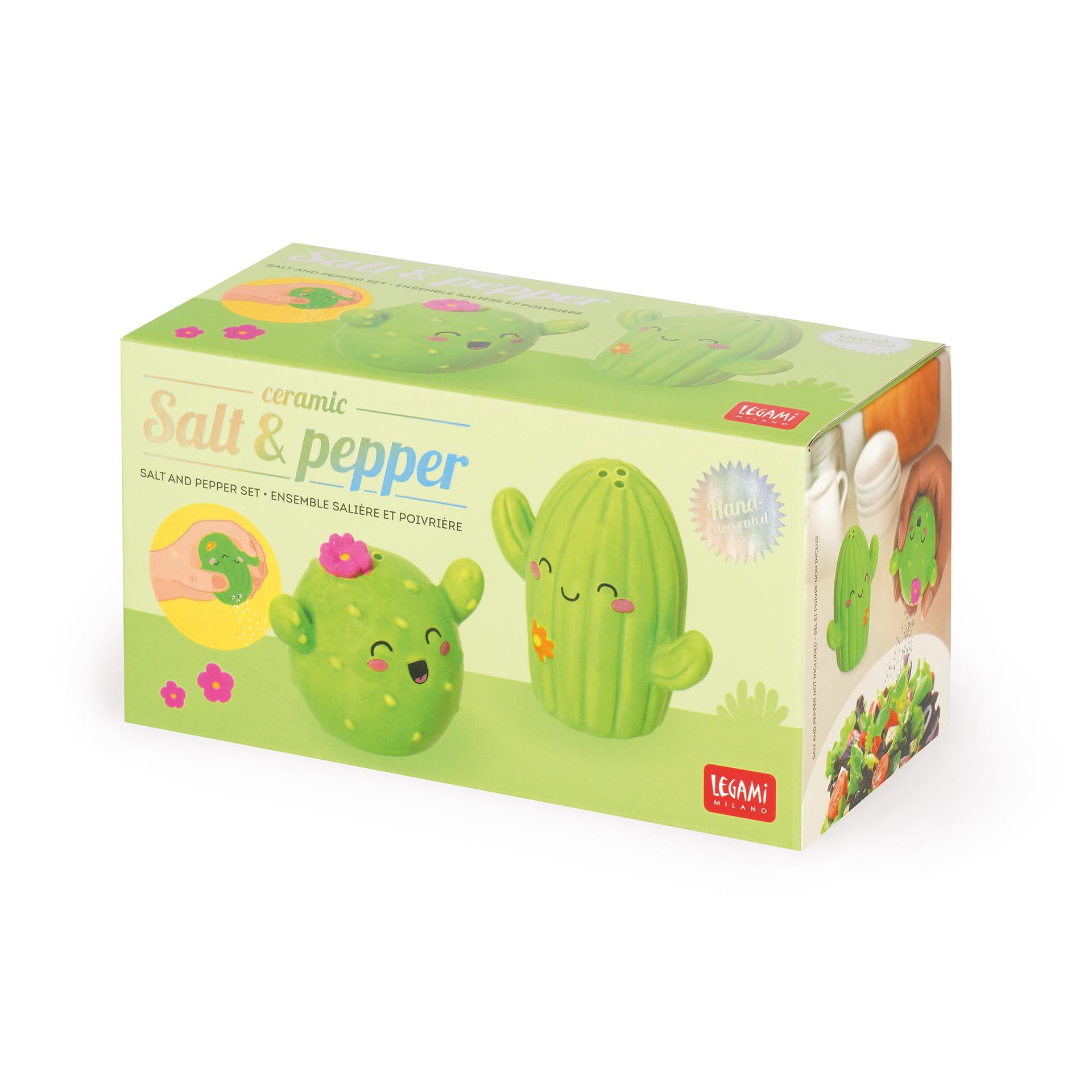 Legami Set Sel Et Poivre En Céramique Cactus Décorés À La Main