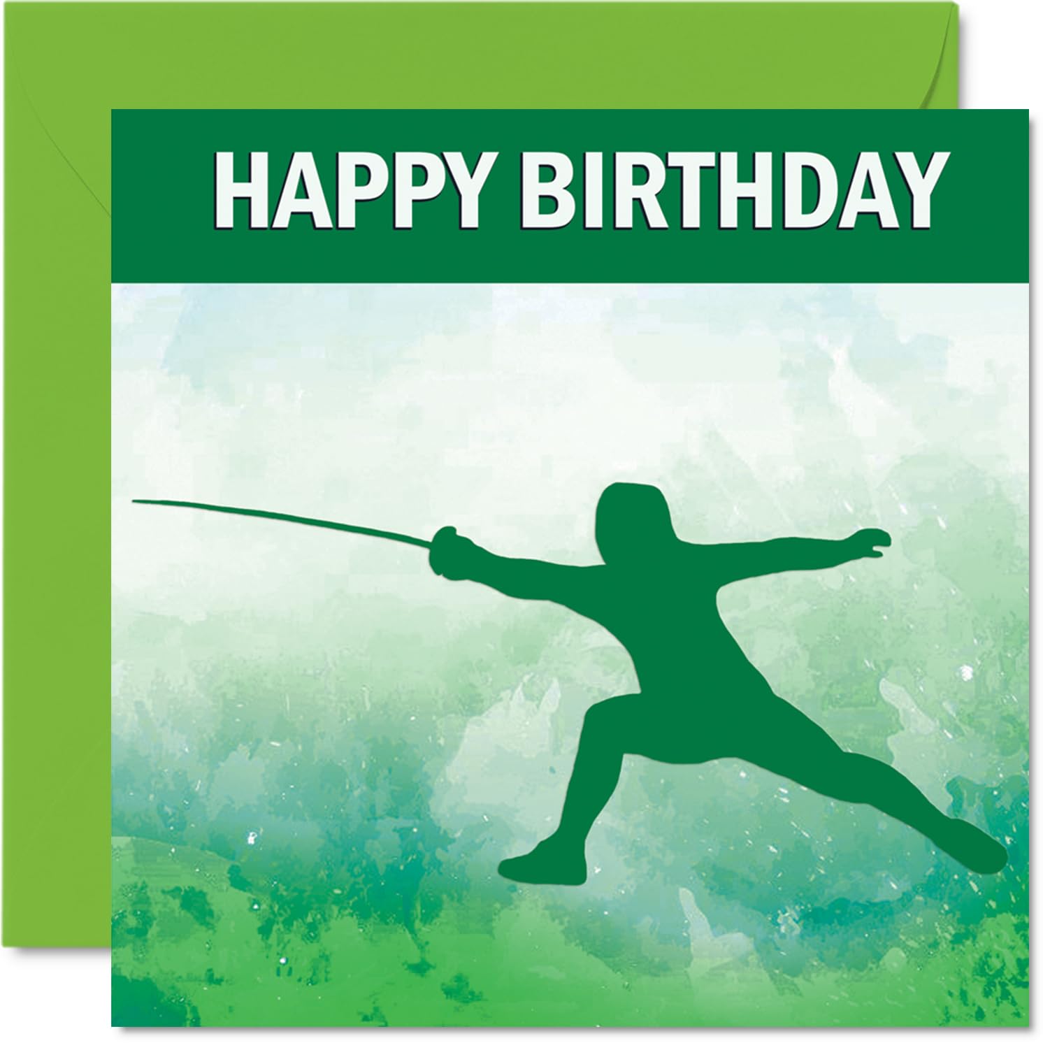 Fencing Sport Birthday Cards - Boys in Sports - Happy Birthday Card for Boy Son Brother Grandson Nephew Uncle Cousin, 145mm Bday Greeting Cards