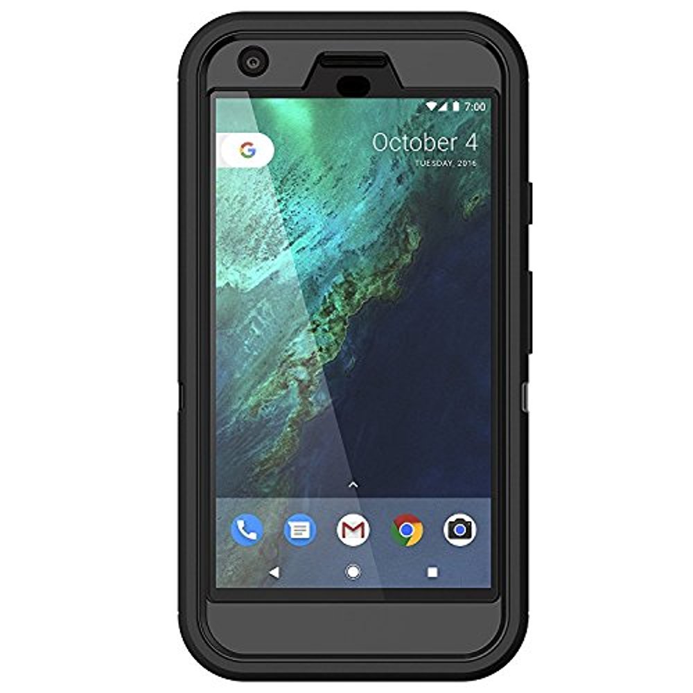 OtterBox 77-54268 Defender Series Case for Google Pixel XL (5.5" Version ONLY) + Belt Clip Holster - Retail Packaging - Black
