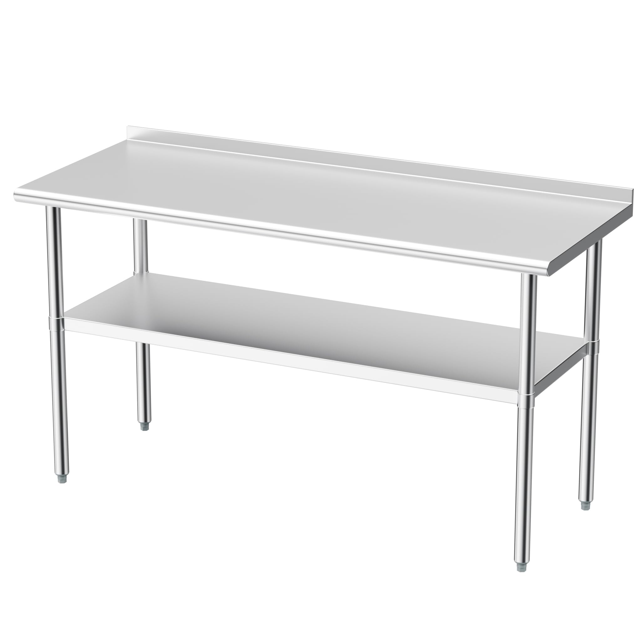 Photo 1 of Derro Stainless Steel Table for Prep & Work, 24 X 60 in, Metal Commercial Heavy Duty Table with Backsplash and Adjustable Under Shelf and Foot for Restaurant, Home and Hotel