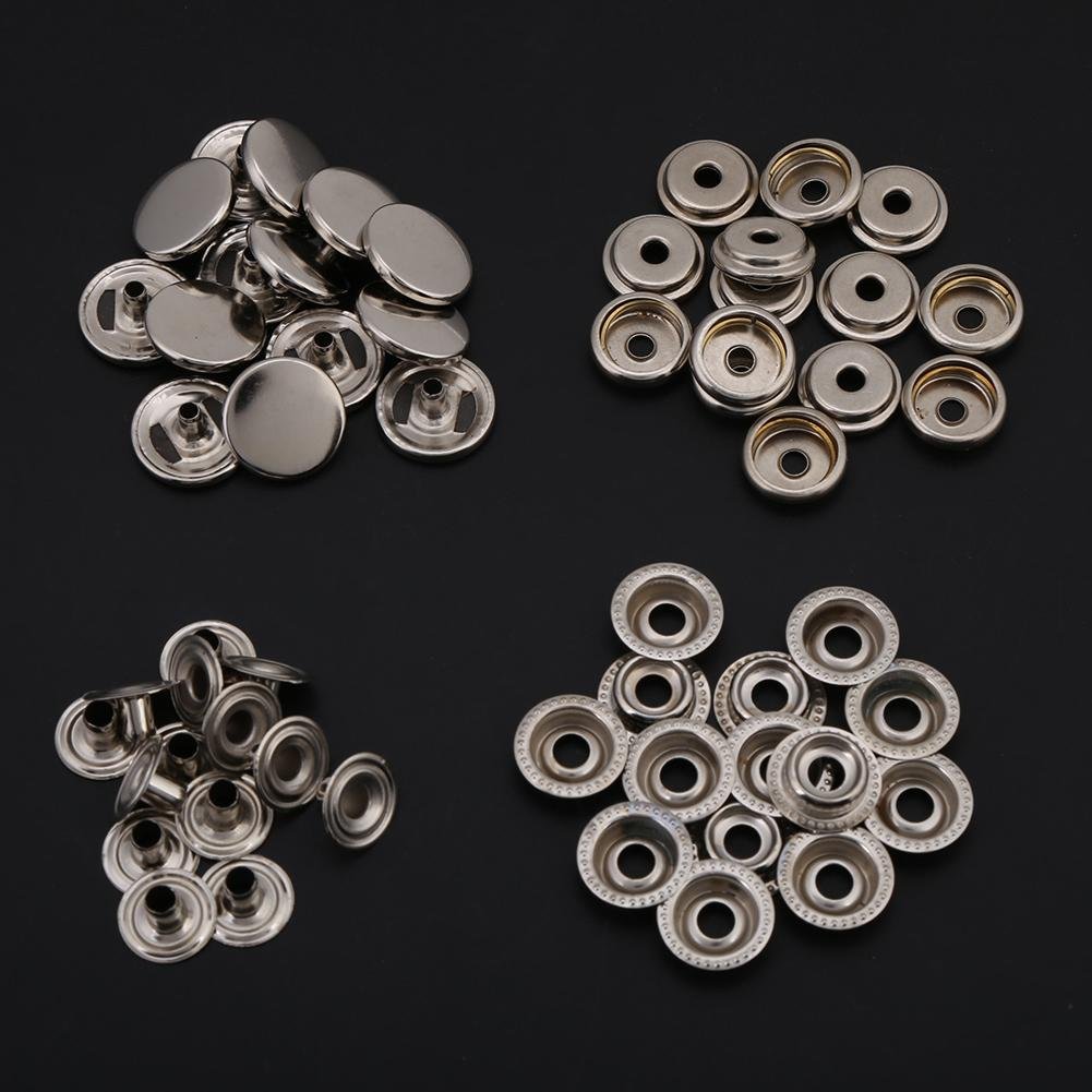 Holle Bloem Drukknopen QUARKZMAN 24 Sets Hohle Blumen-Druckknöpfe, 15mm Druckknöpfe Metall Druckknöpfe Für Kleidung DIY Handwerk, Eisen Grau Metaal Drukknopen Naaien