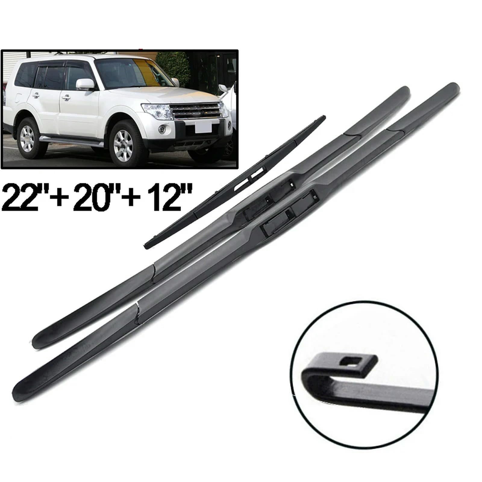 Set di spazzole tergicristallo Anteriori e Posteriori per Auto, per Mitsubishi Pajero 2007-2015, Parabrezza 22" 20" 12"