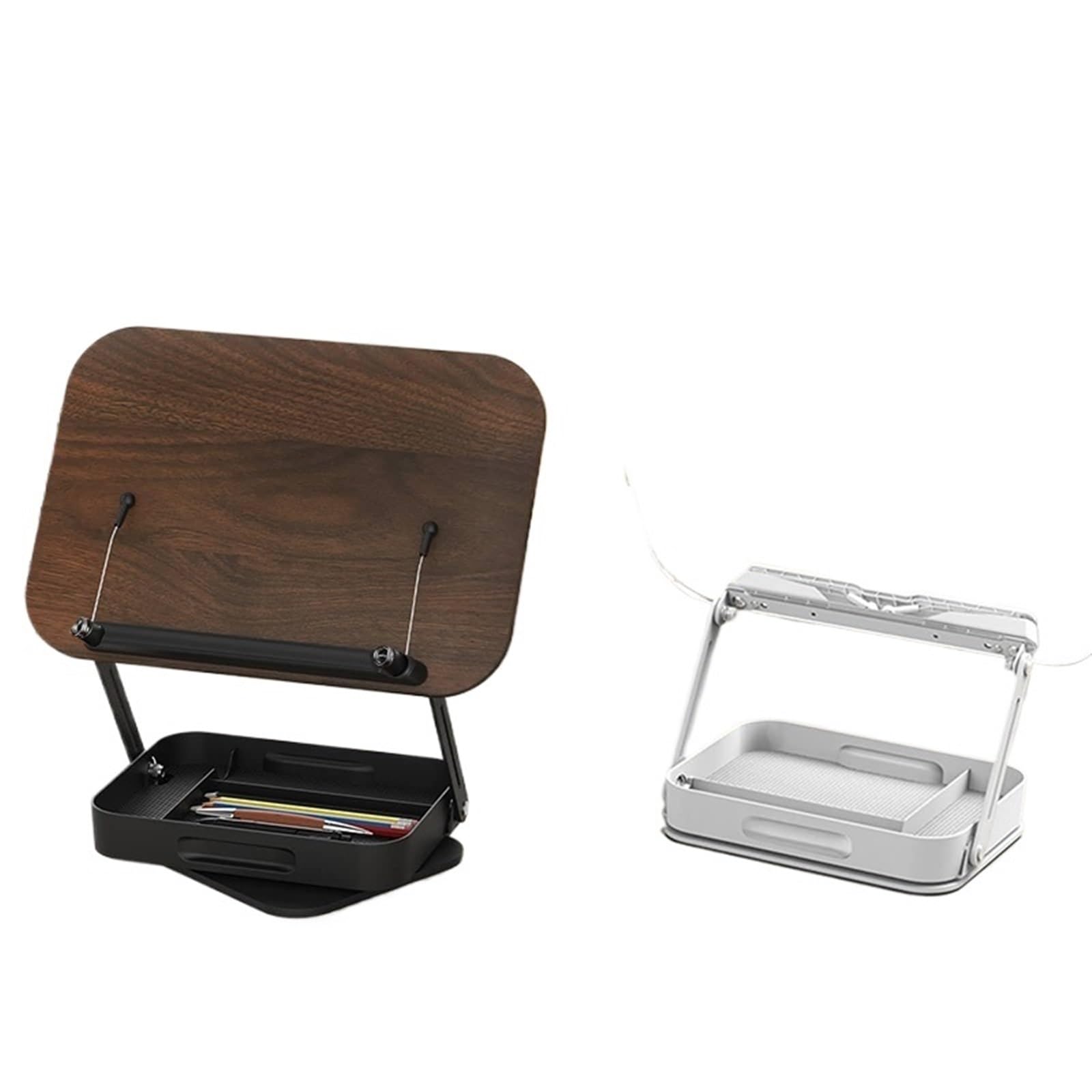 Atril Para Libros Soporte de libro ángulo altura ajustable for soporte lectura Base giratoria Clips página elásticos elevador escritorio plegable(Brown)