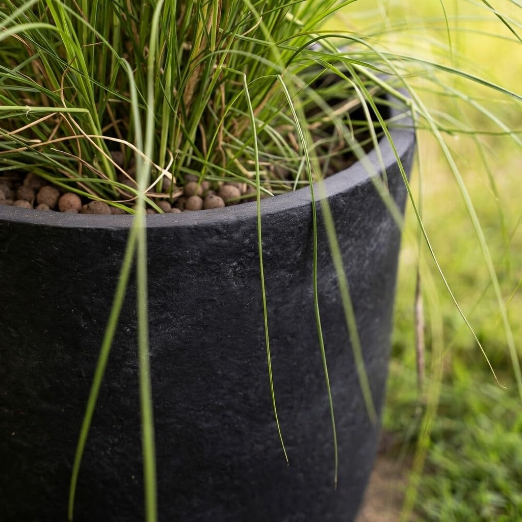Pflanzwerk® Pot de Fleur Fibre de Verre Cup Ø51cm Lave Anthracite Jardinière antigel* *Protection UV* *Qualité européenne*