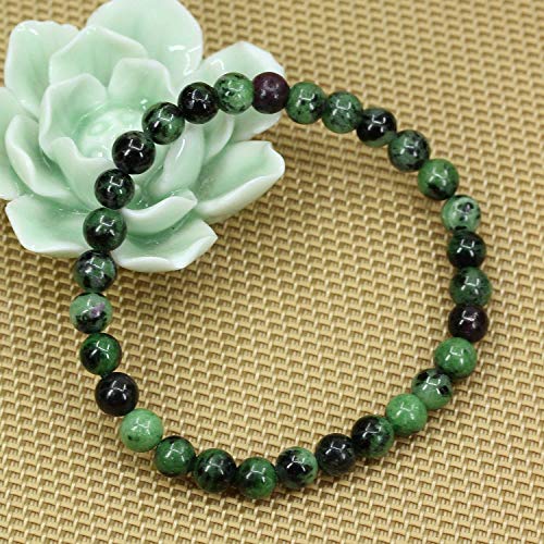 Image of Handmade Gem Semi Precious Gemstone 6mm Round Beads Stretch Bracelet 7 inch Unisex