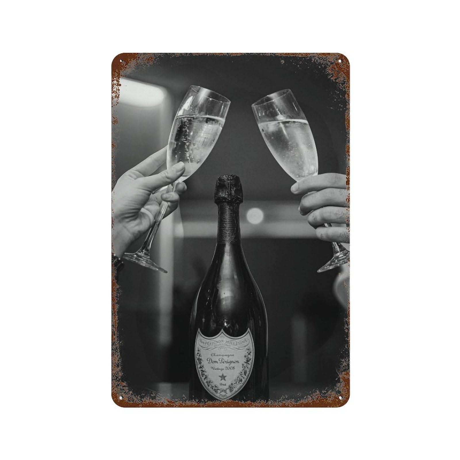xiaoxiaoshen Champagne Cheers Print Wall Decor Art Metal Tin Poster Modern Home Decor Art Home Bar Shop Decorations Vintage Sign 30x20cm
