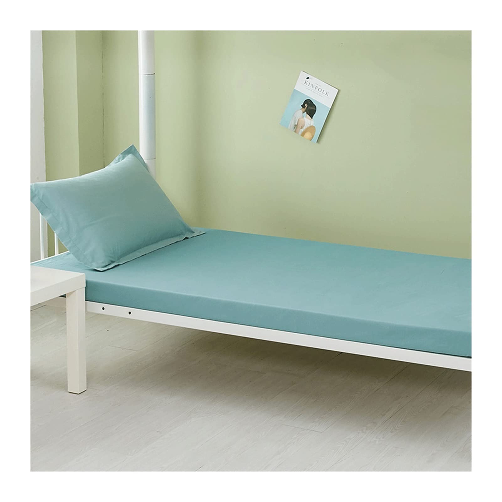 PAHION Fitted Sheets Only Twin Single 15cm Deep Pocket Bottom Sheet Selected 100% cotton summer Solid color Bed Sheet Small Double King Queen Super King (Color : Blue D, Size : 90x190+15 cm)