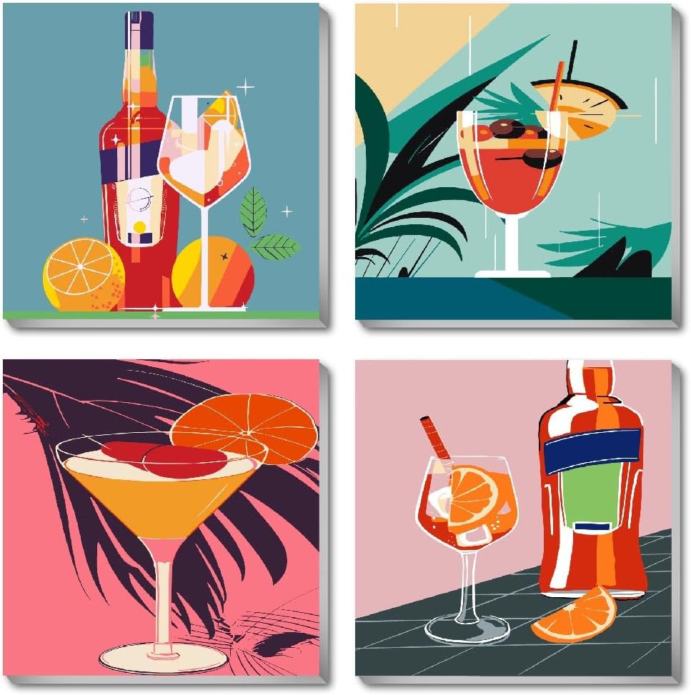 cdjlddww 4 Pack Framed Retro DIY Paint by Numbers Kit for