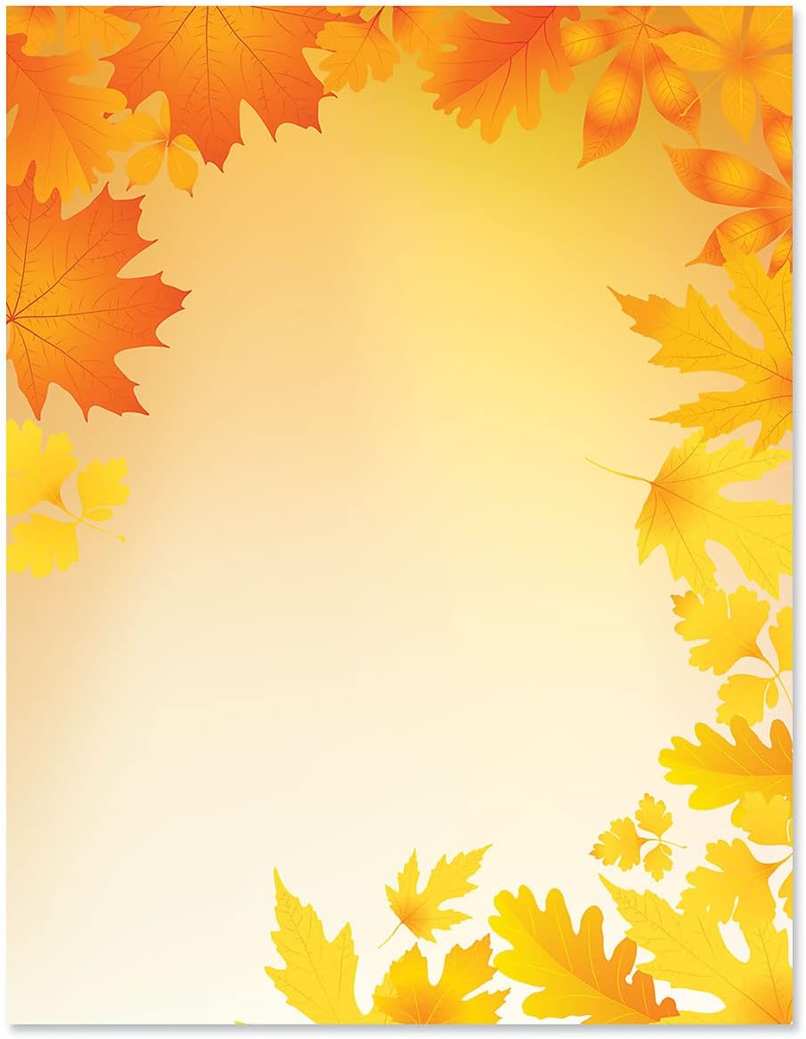 Current Autumn Leaves Fall Themed Stationery – For Holidays, Thanksgiving Letters, Hand-Written Notes, 25 Sheets, 8½ x 11 Inches, Printer Compatible, 70# Text Opaque Paper