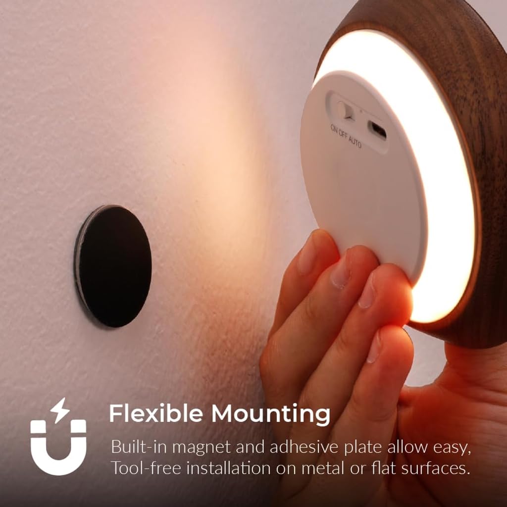 Lampe décorative magnétique en bois avec technologie de détection de lumière Texture bois