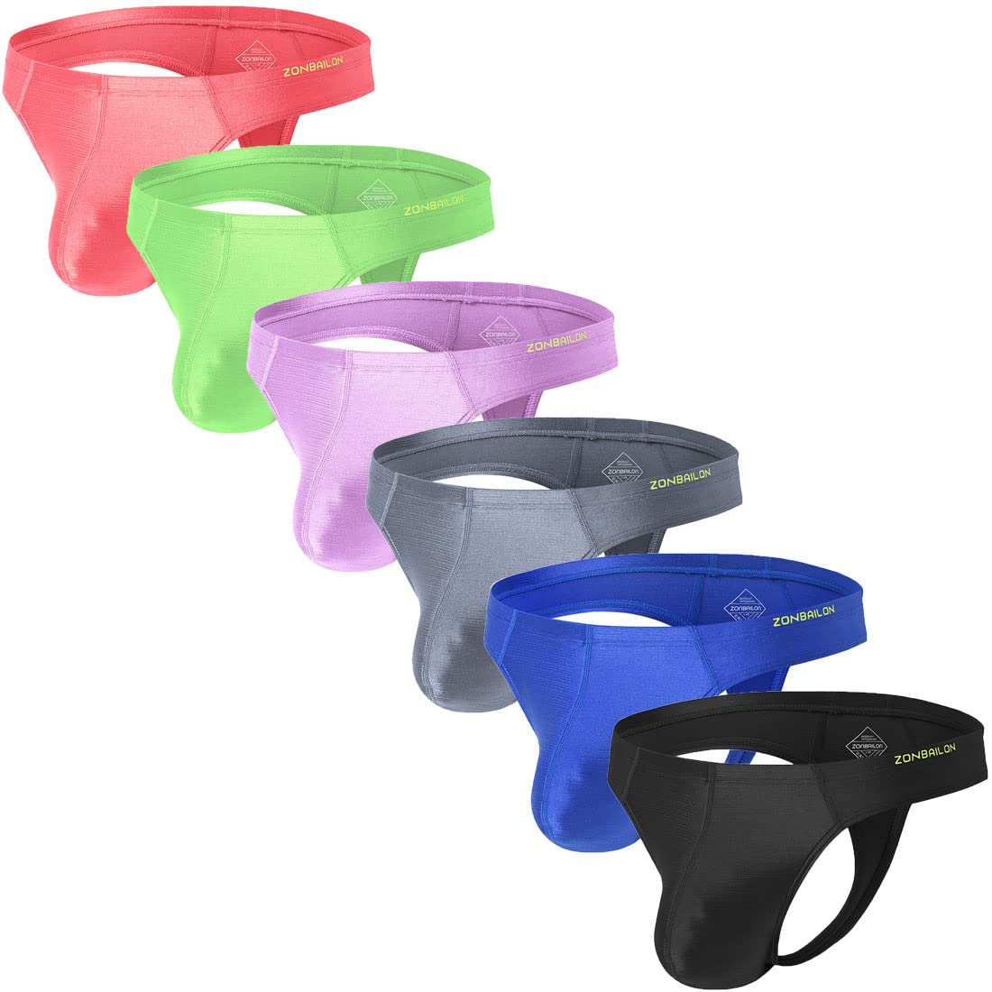 ZONBAILON Mens Thong Breathable Silk Pouch Underwear Sexy Male G-Strings Thong Set Athletic